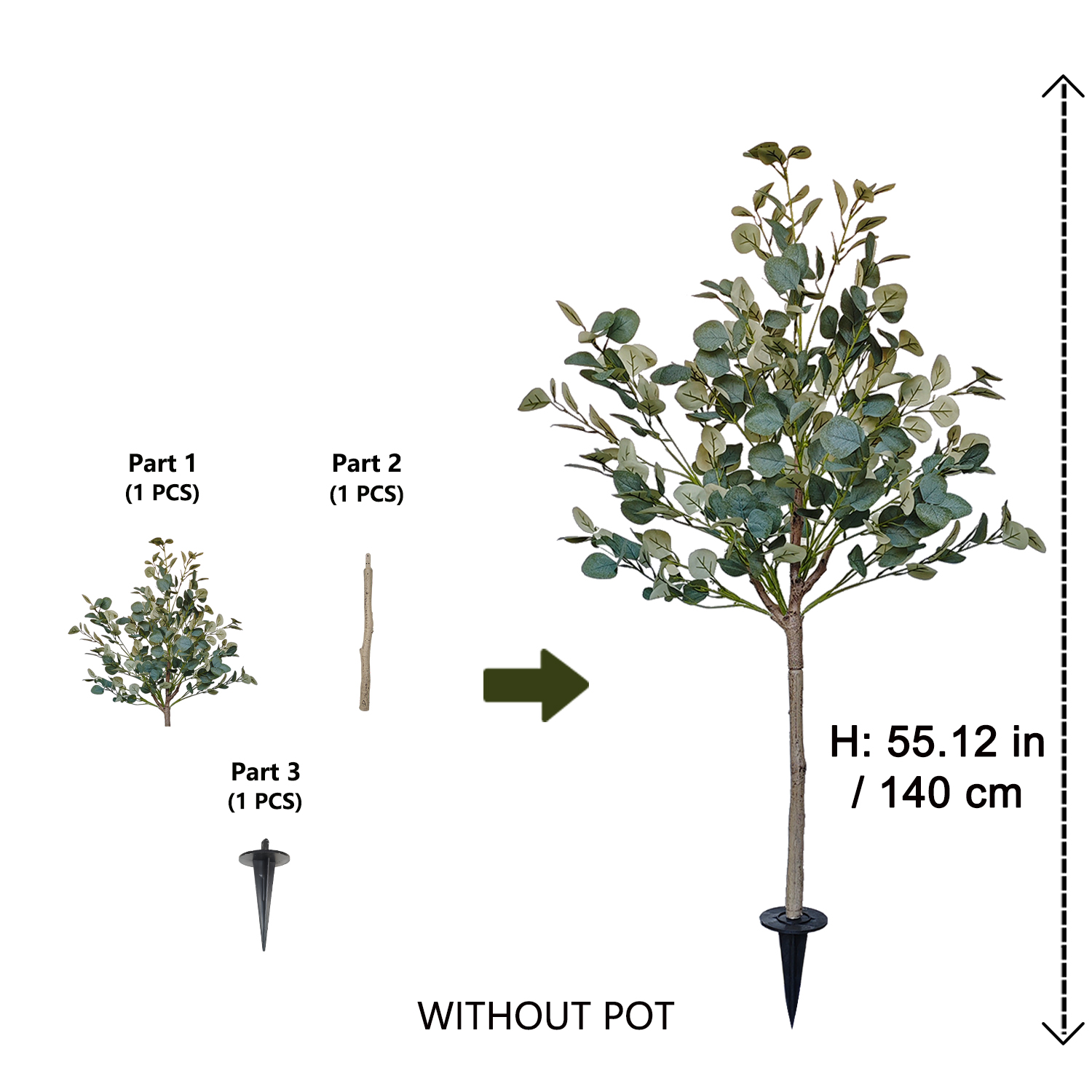140cm Artificial Eucalyptus Pl - Ficus Lyrata Tree ulasan dan harga