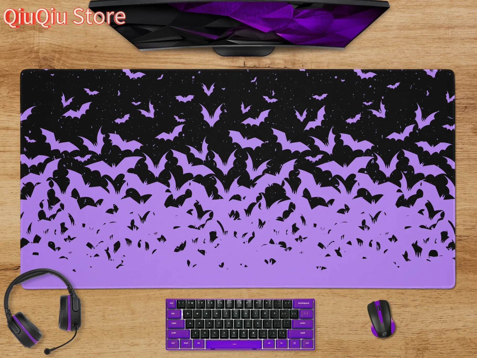 Bats Halloween Desk Mat Purple - Tradescantia Purple ulasan dan harga